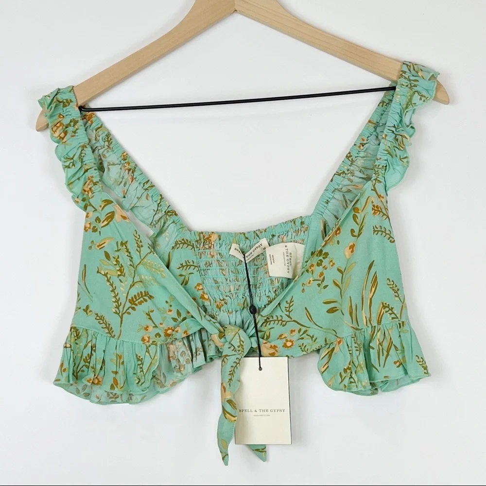 Spell and the Gypsy Maisie Crop Top  Turquoise XS - Picture 4 of 12
